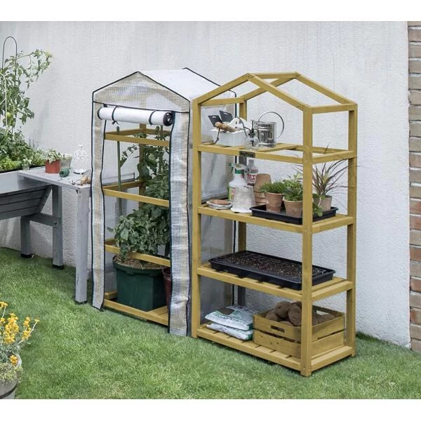 Vegtrug Kweekkas Met Houten Frame - 4 Rekken 4 Vegtrug Kweekkas Met Houten Frame - 4 Rekken - Afbeelding 4